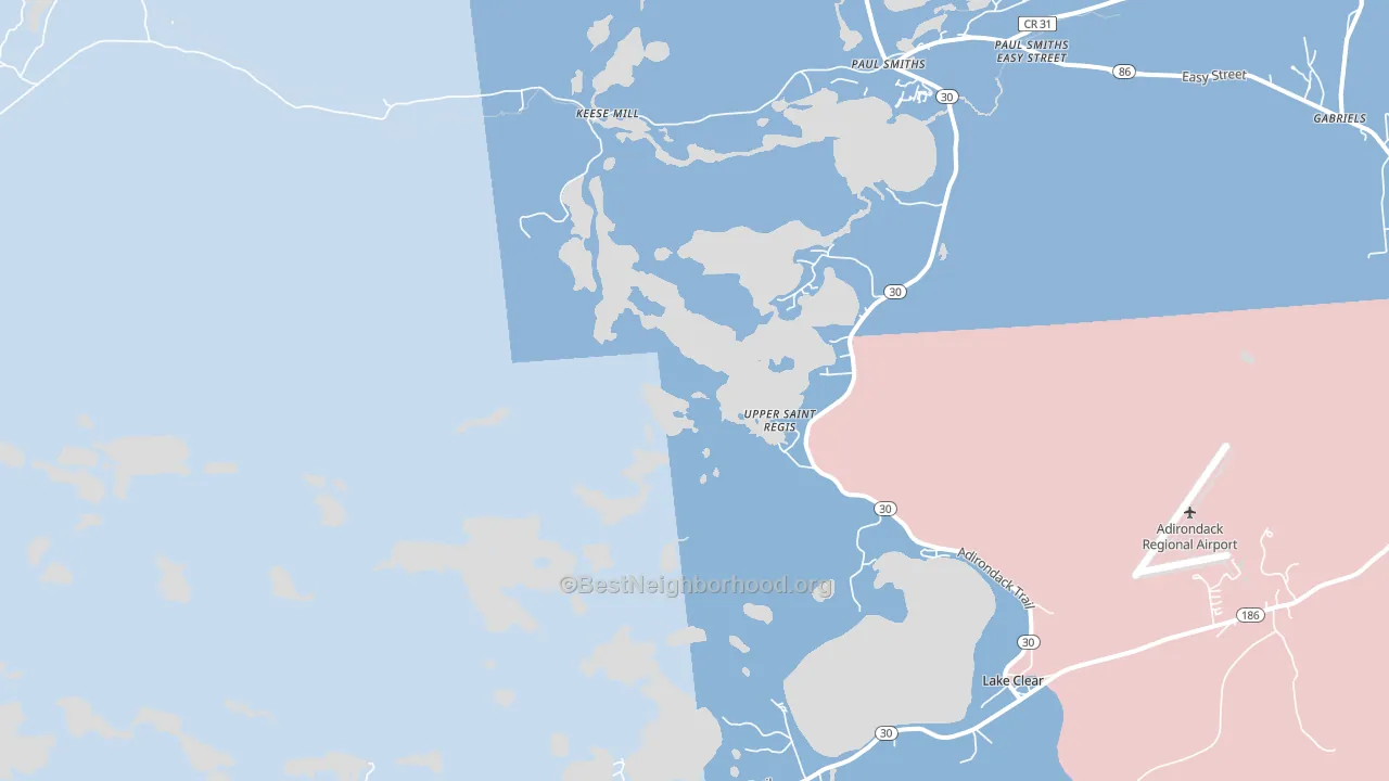 Upper St. Regis, NY block-group political-lean map
