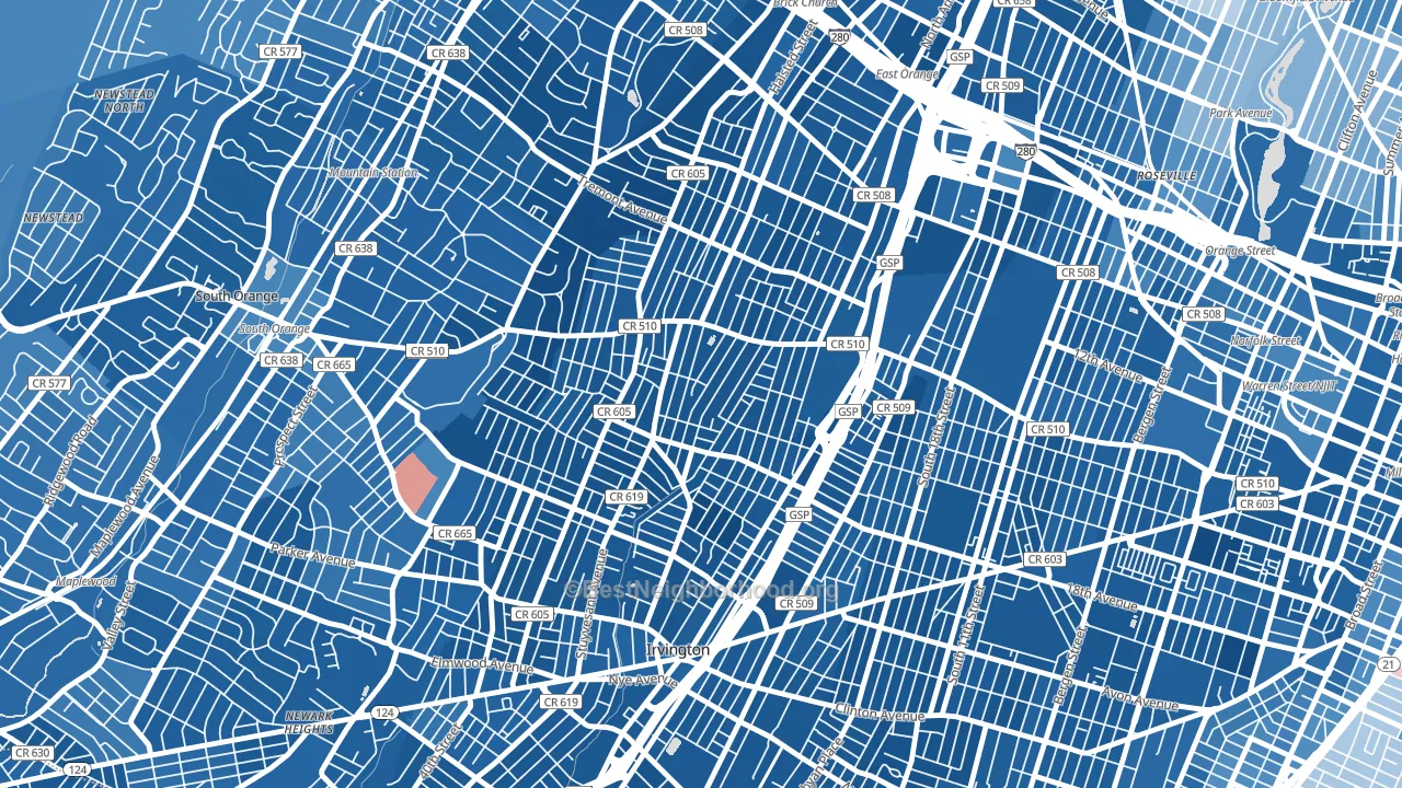Upper Vailsburg, Newark, NJ block-group political-lean map