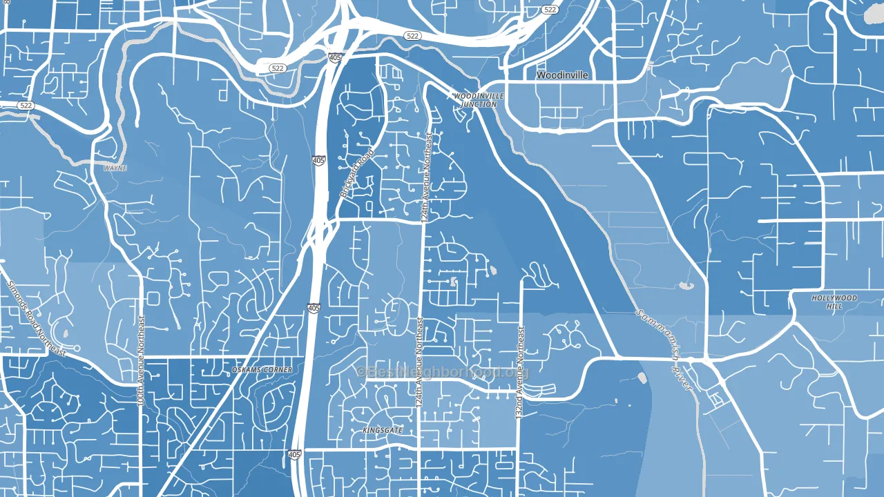 Upper West Ridge, Woodinville, WA block-group political-lean map
