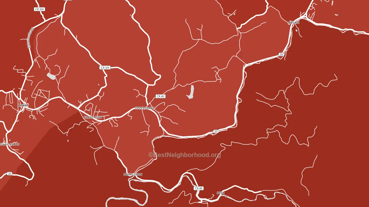 Upperglade, WV block-group political-lean map