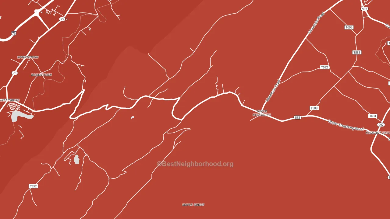 Upperstrasburg, PA block-group political-lean map