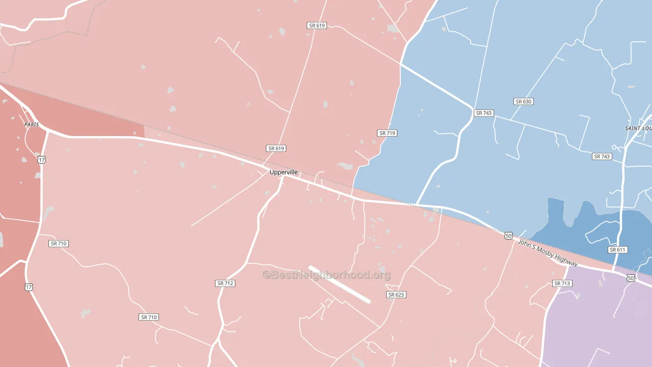 Upperville, VA block-group political-lean map