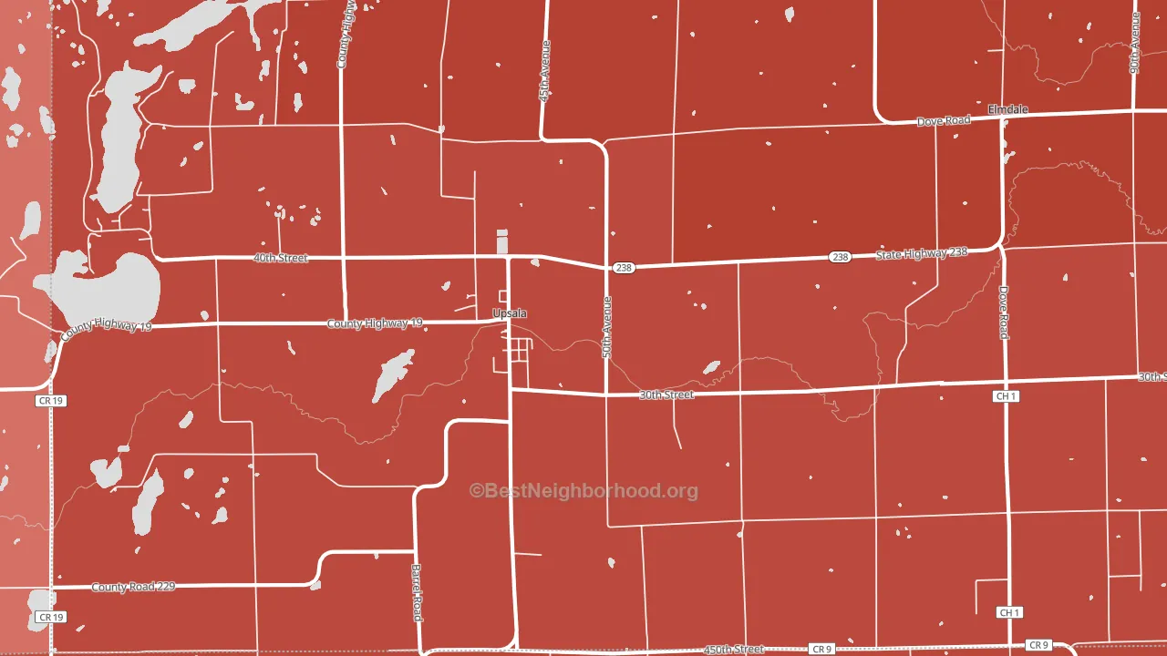 Upsala, MN block-group political-lean map