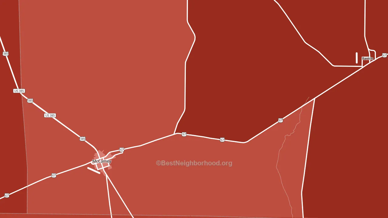 Upton County, TX block-group political-lean map