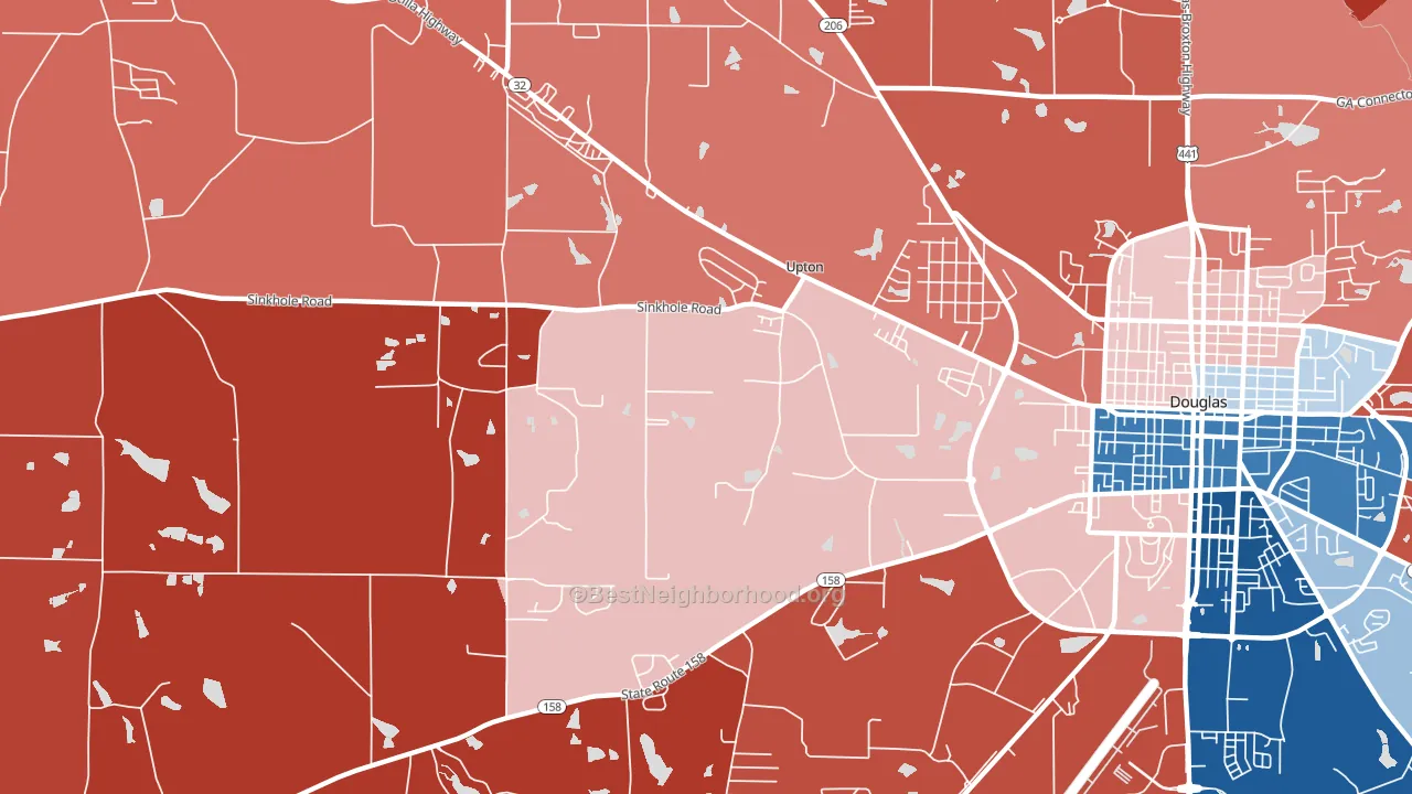 Upton, GA block-group political-lean map