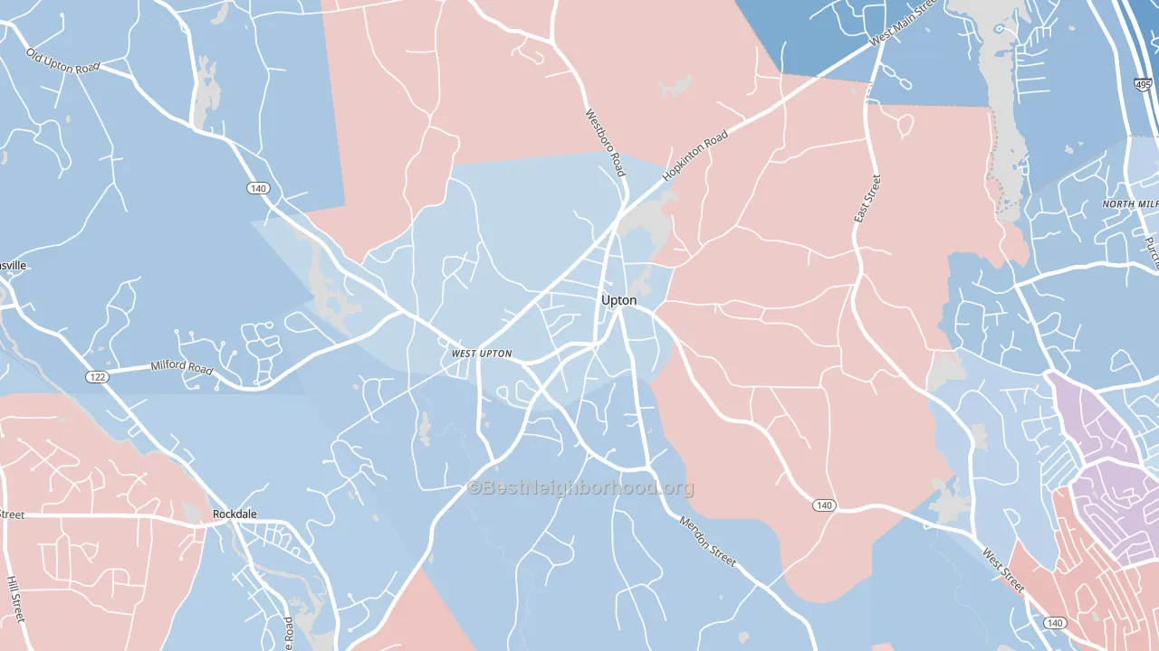Upton, MA block-group political-lean map