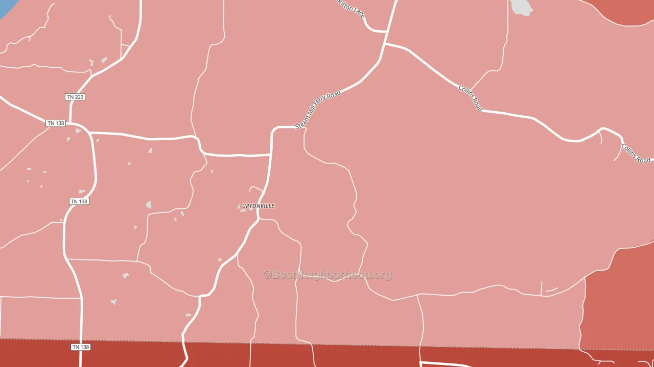 Uptonville, TN block-group political-lean map