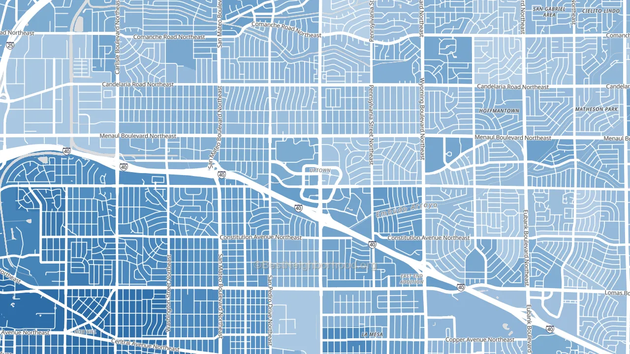 Uptown, Albuquerque, NM block-group political-lean map