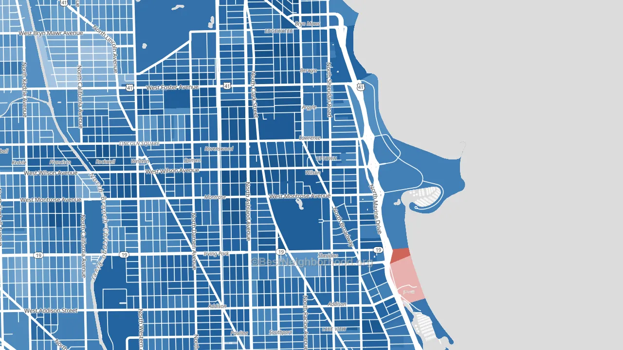 Uptown, Chicago, IL block-group political-lean map