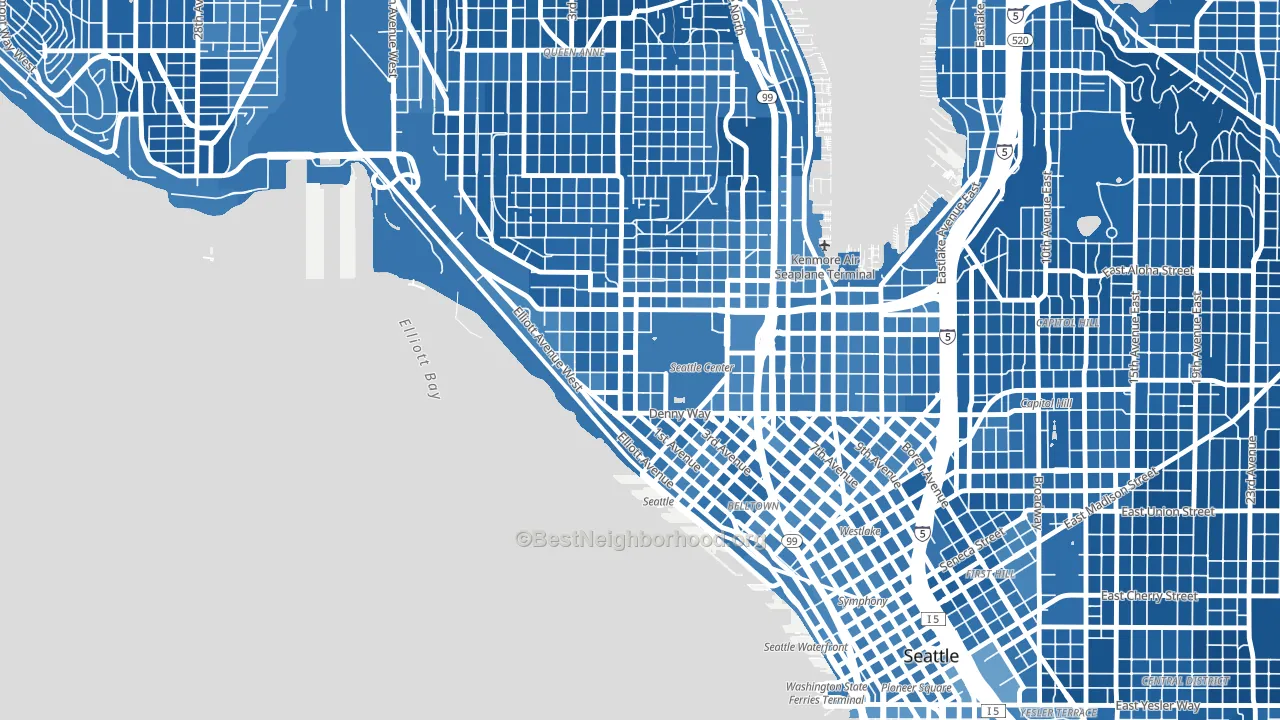 Uptown, Seattle, WA block-group political-lean map