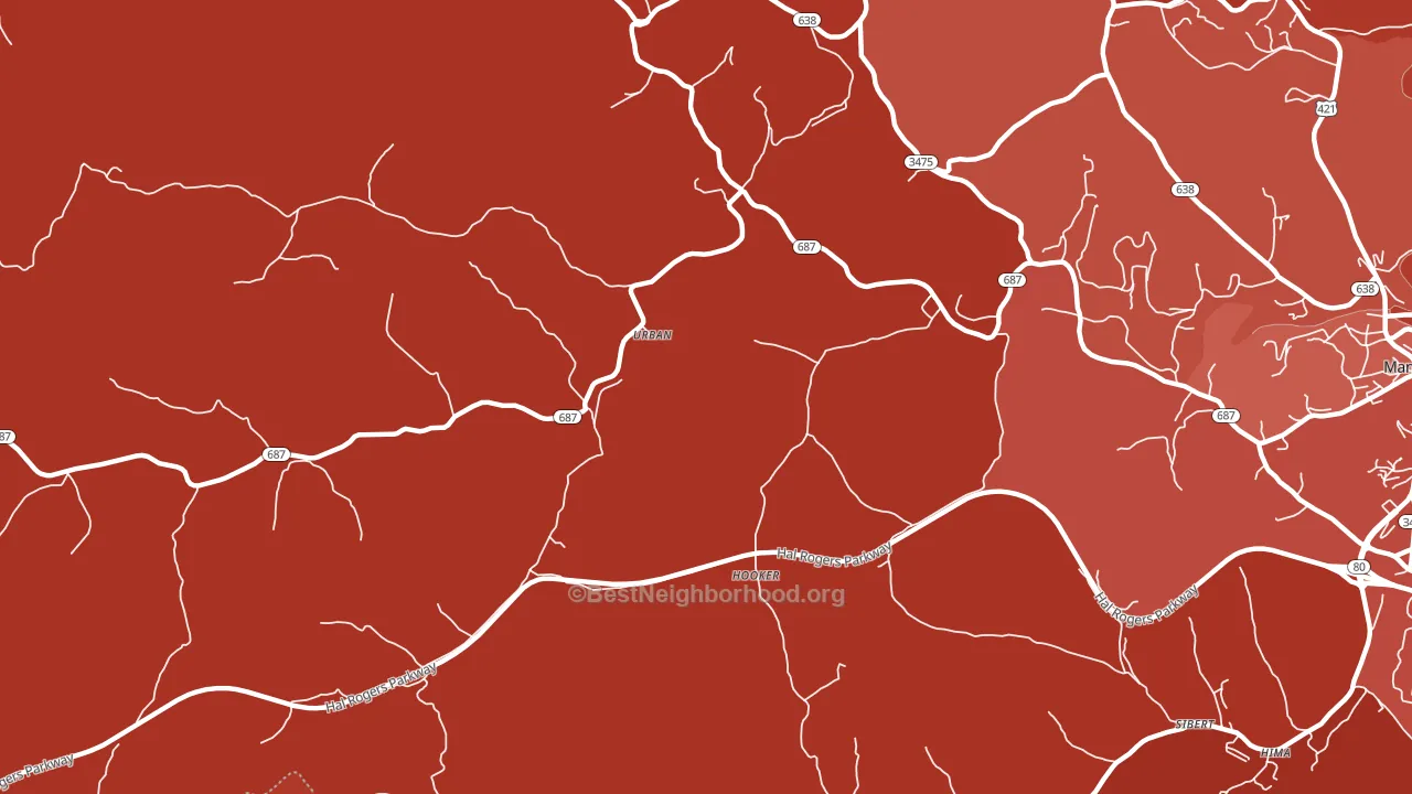 Urban, KY block-group political-lean map