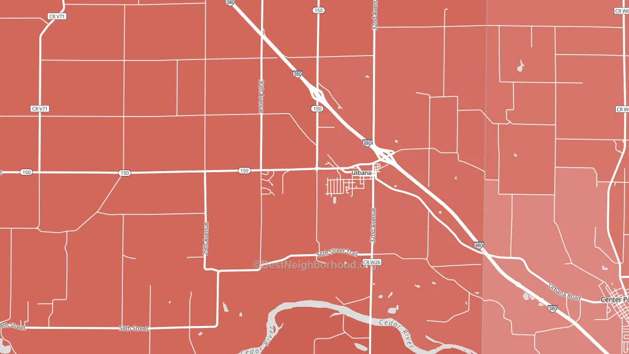 Urbana, IA block-group political-lean map