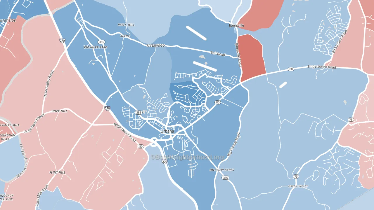 Urbana, MD block-group political-lean map