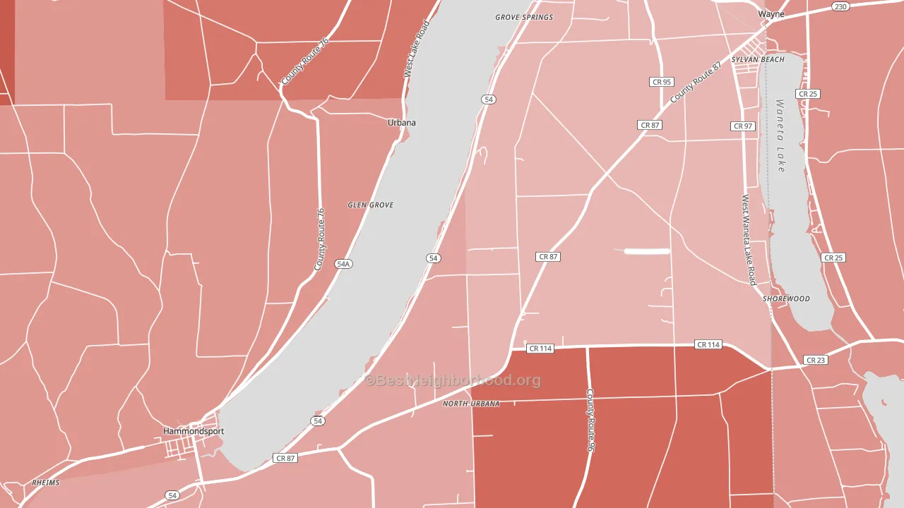 Urbana, NY block-group political-lean map