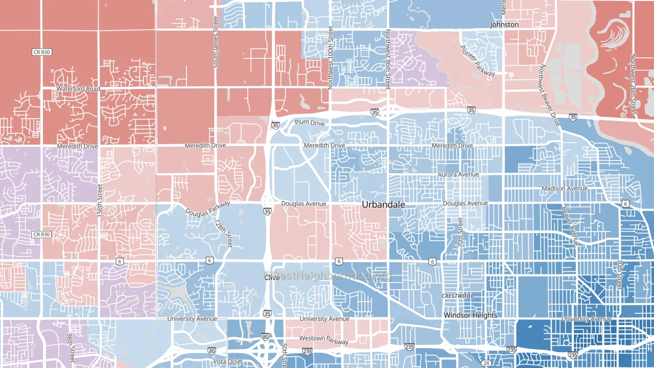 Urbandale, IA block-group political-lean map