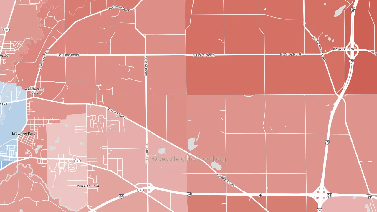 Urbandale, MI block-group political-lean map