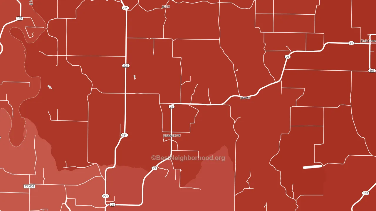 Urbanette, AR block-group political-lean map