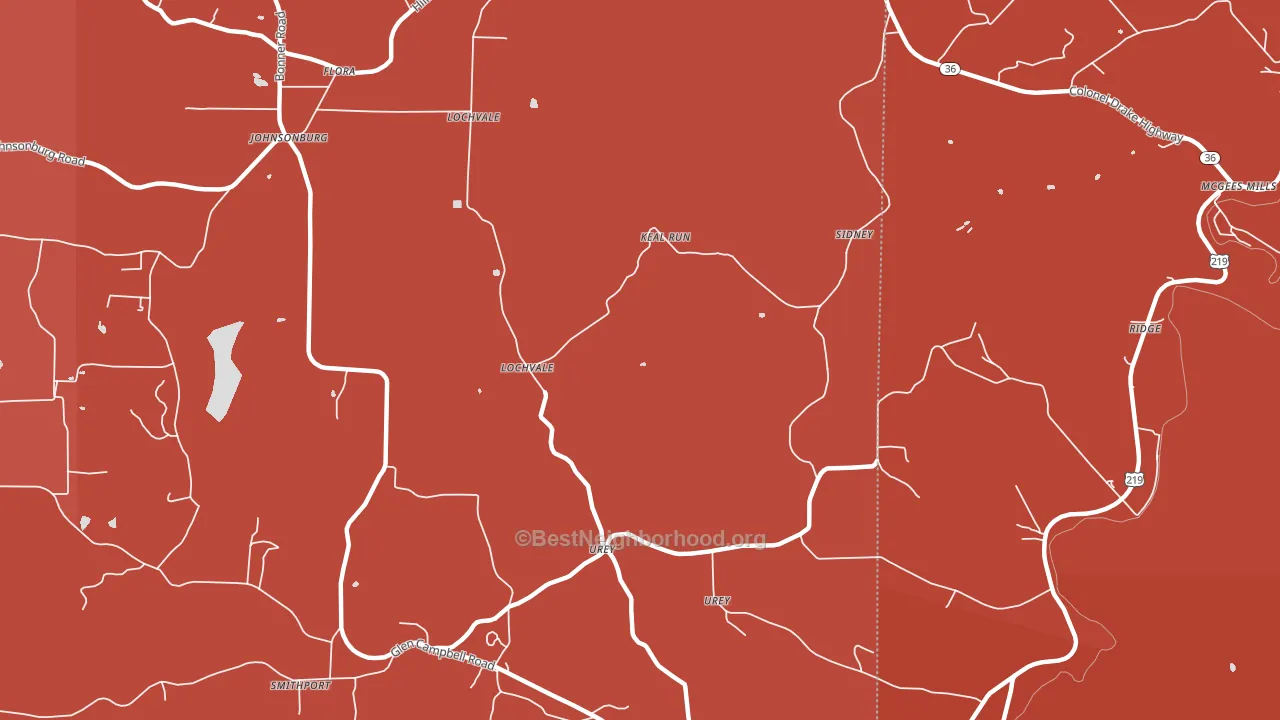 Urey, PA block-group political-lean map