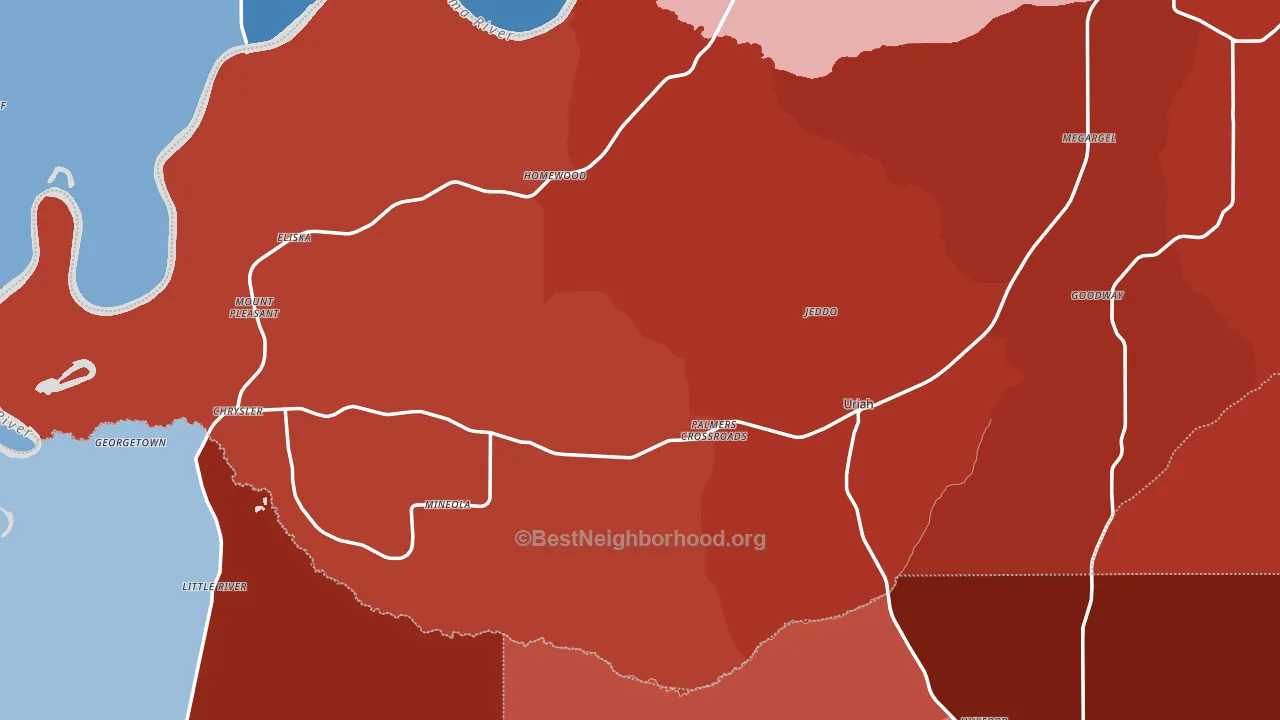 Uriah, AL block-group political-lean map