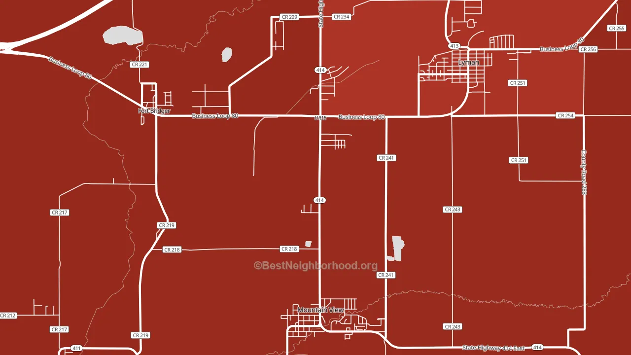 Urie, WY block-group political-lean map