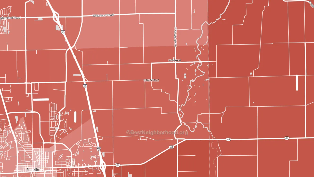 Urmeyville, IN block-group political-lean map