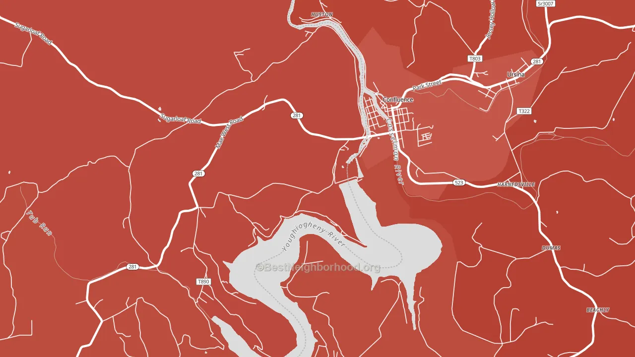 Ursina Junction, PA block-group political-lean map