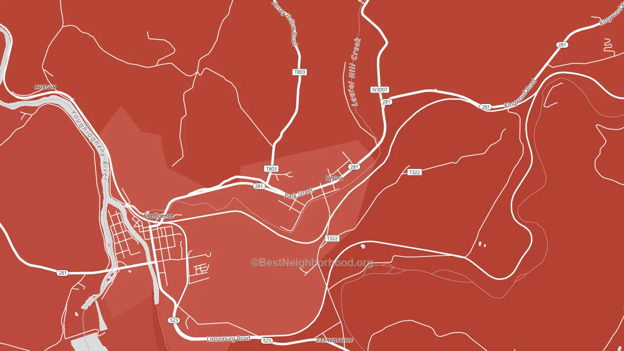 Ursina, PA block-group political-lean map