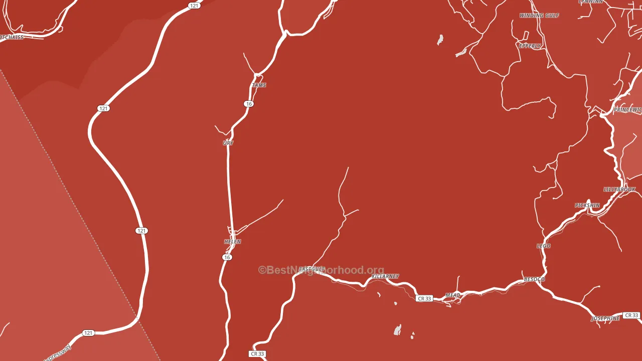 Ury, WV block-group political-lean map