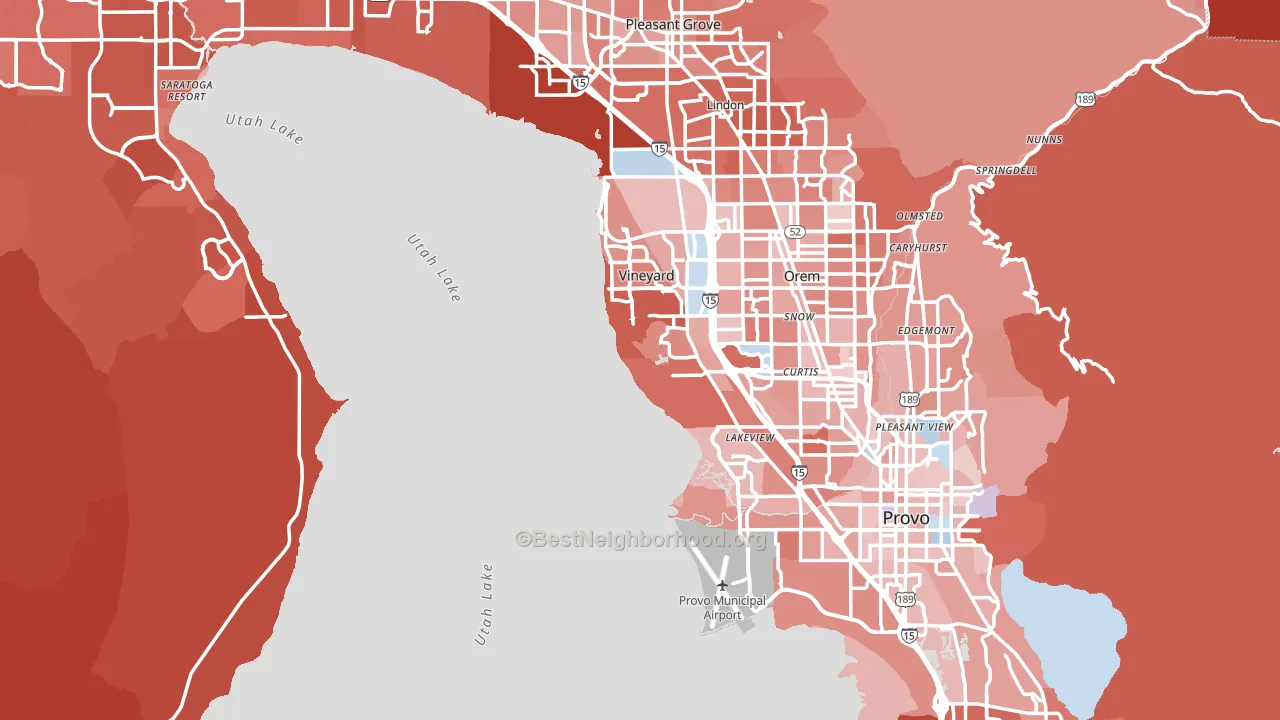 Utah County, UT block-group political-lean map