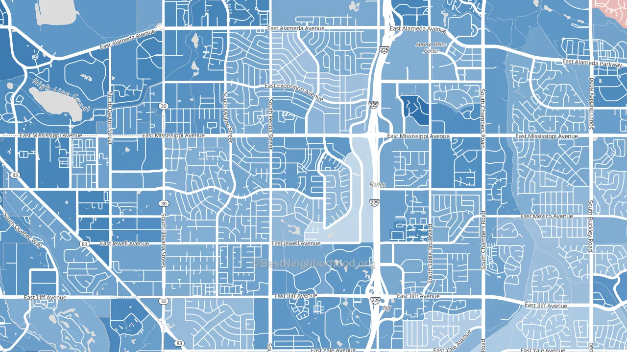 Utah Park, Aurora, CO block-group political-lean map