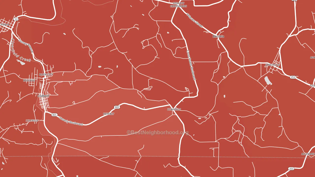 Utahville, PA block-group political-lean map