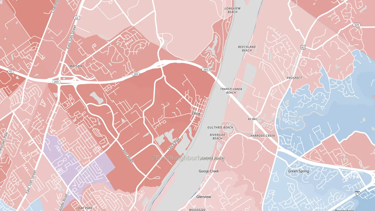 Utica, IN block-group political-lean map