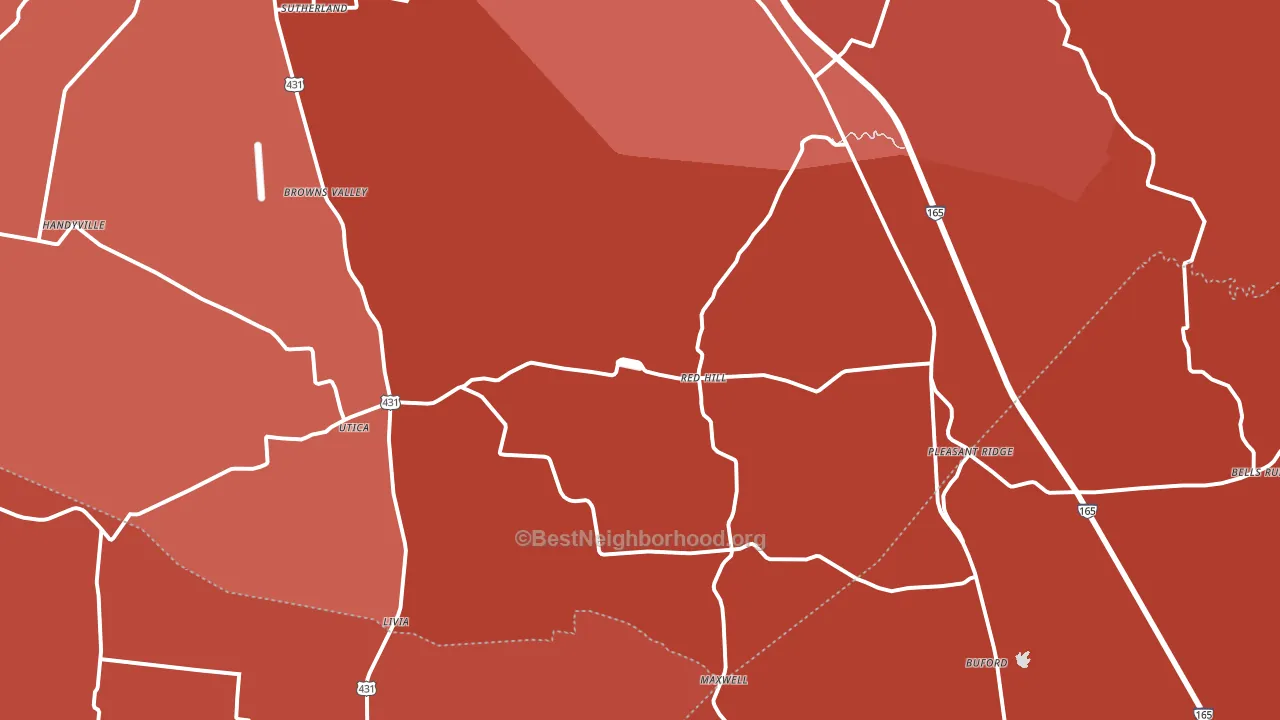 Utica, KY block-group political-lean map