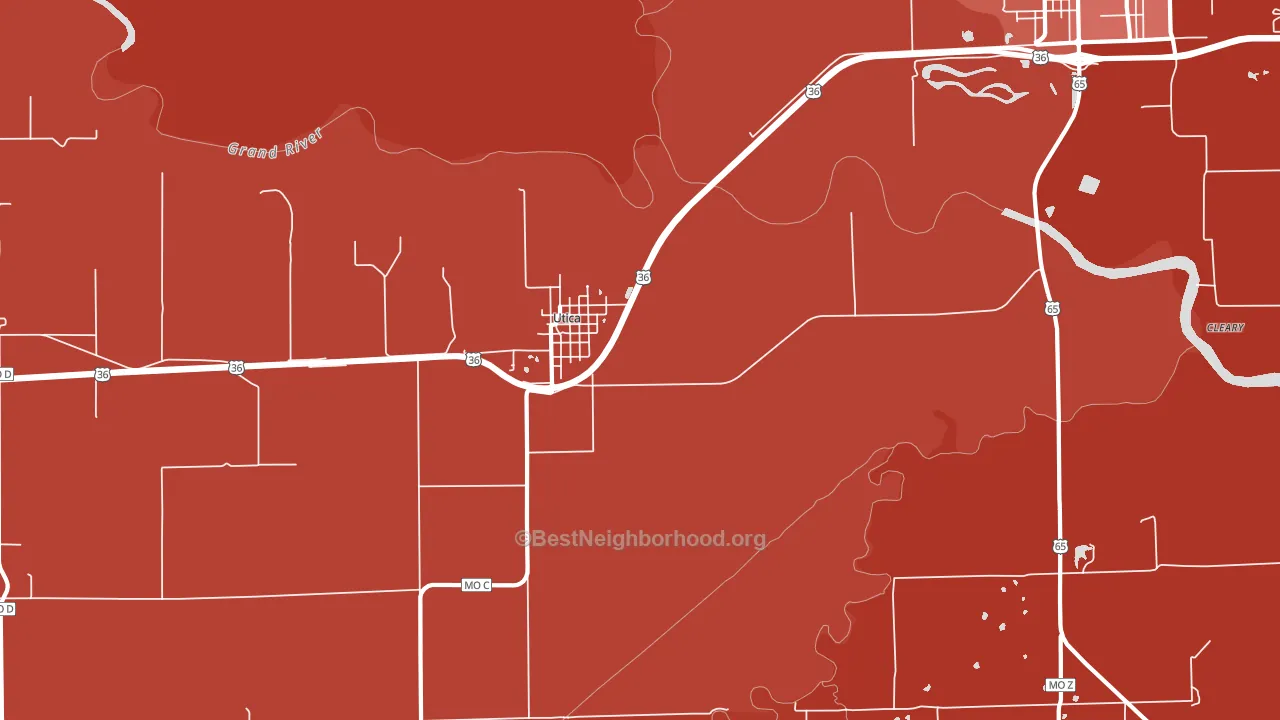 Utica, MO block-group political-lean map