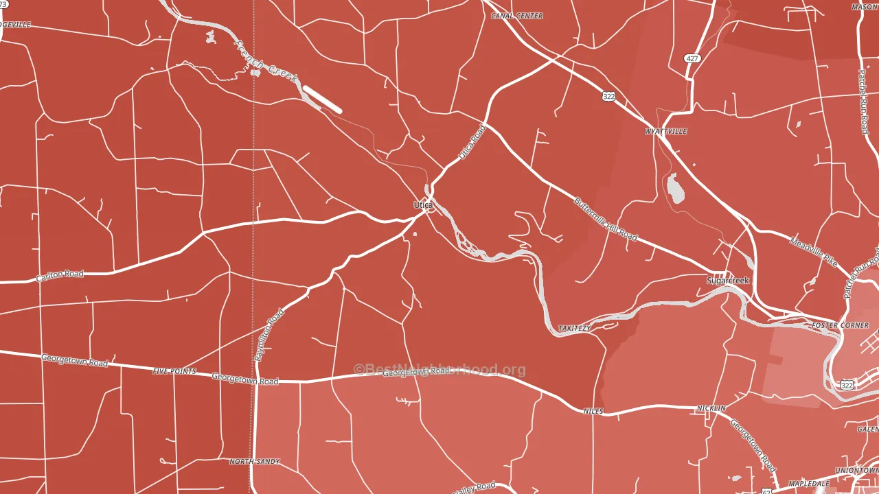 Utica, PA block-group political-lean map