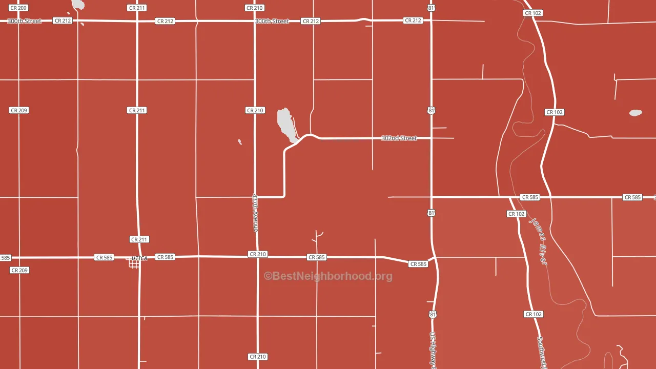Utica, SD block-group political-lean map