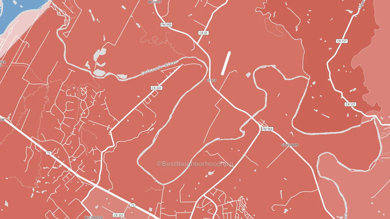 Utley, TX block-group political-lean map