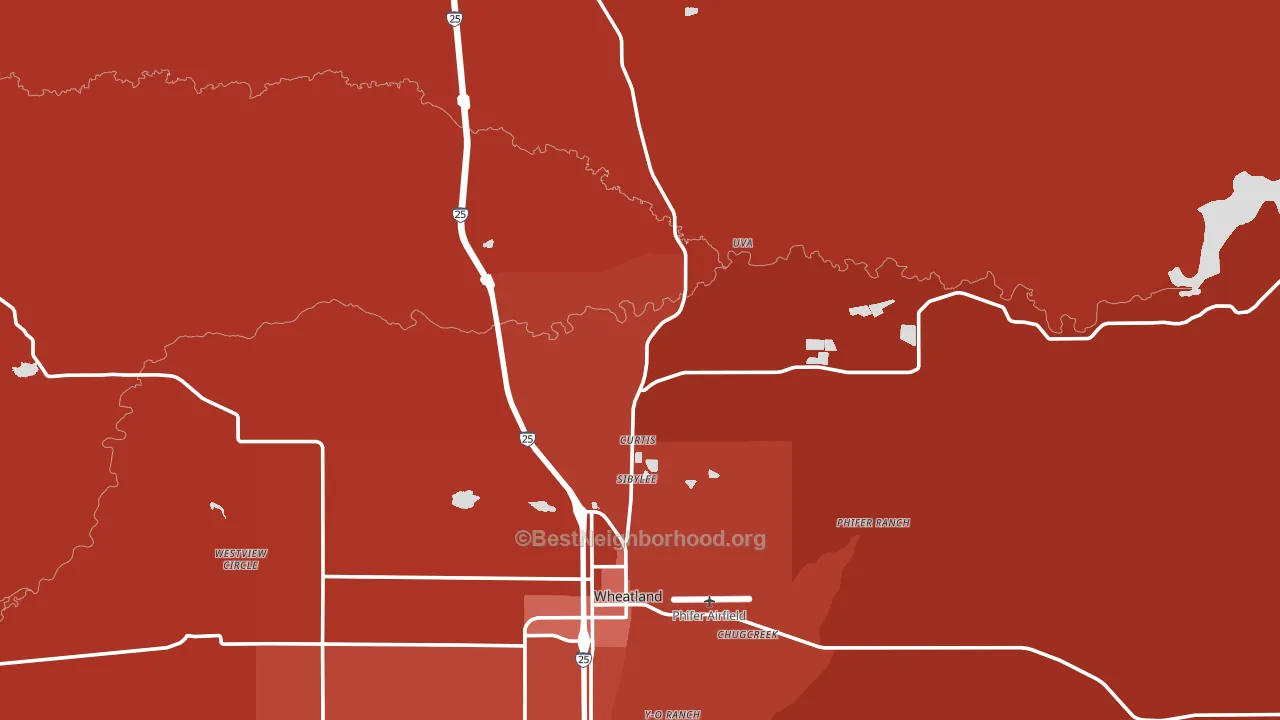Uva, WY block-group political-lean map