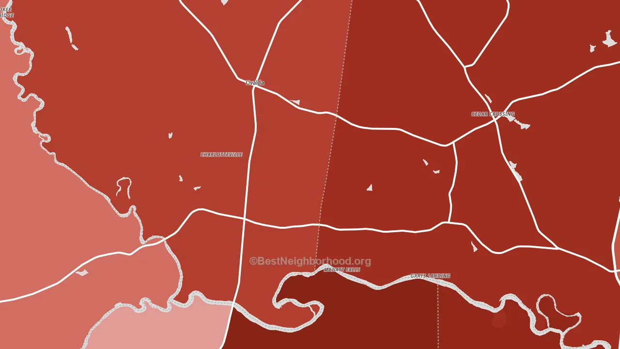 Uvalda, GA block-group political-lean map