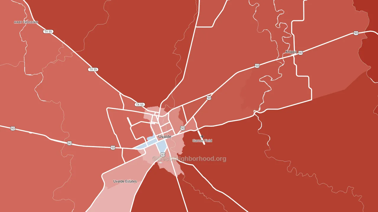 Uvalde County, TX block-group political-lean map