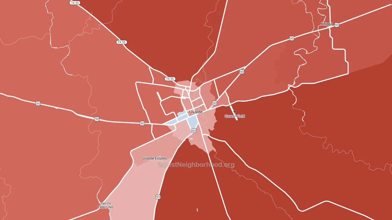 Uvalde, TX block-group political-lean map
