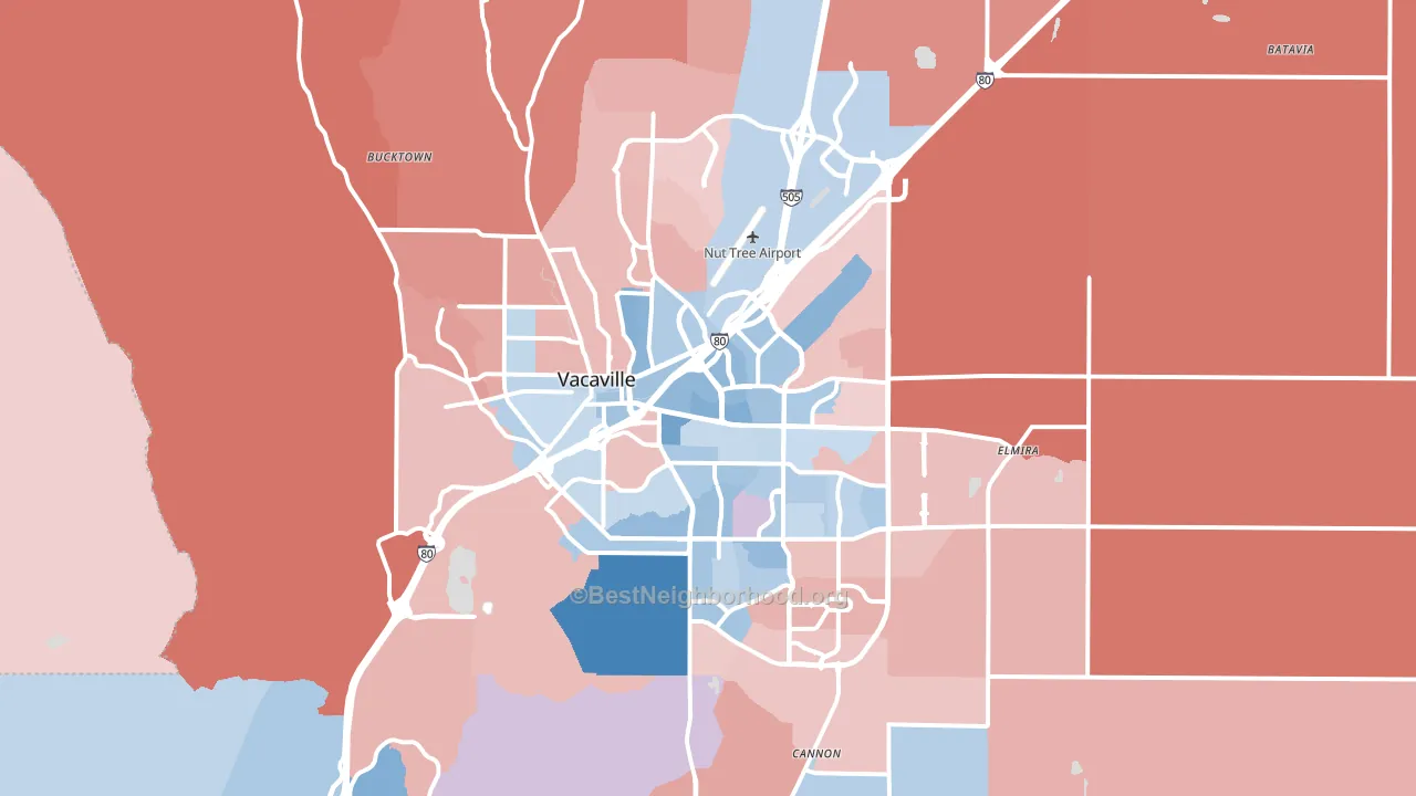 Vacaville, CA block-group political-lean map