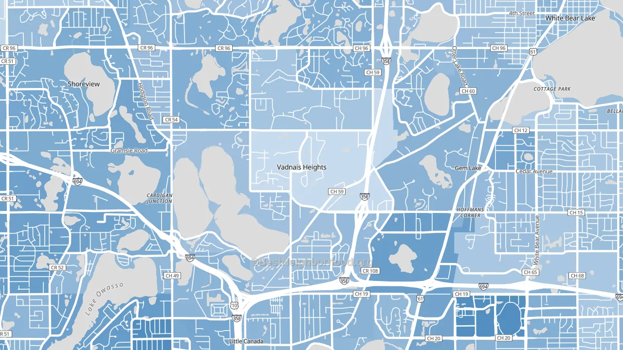 Vadnais Heights, MN block-group political-lean map