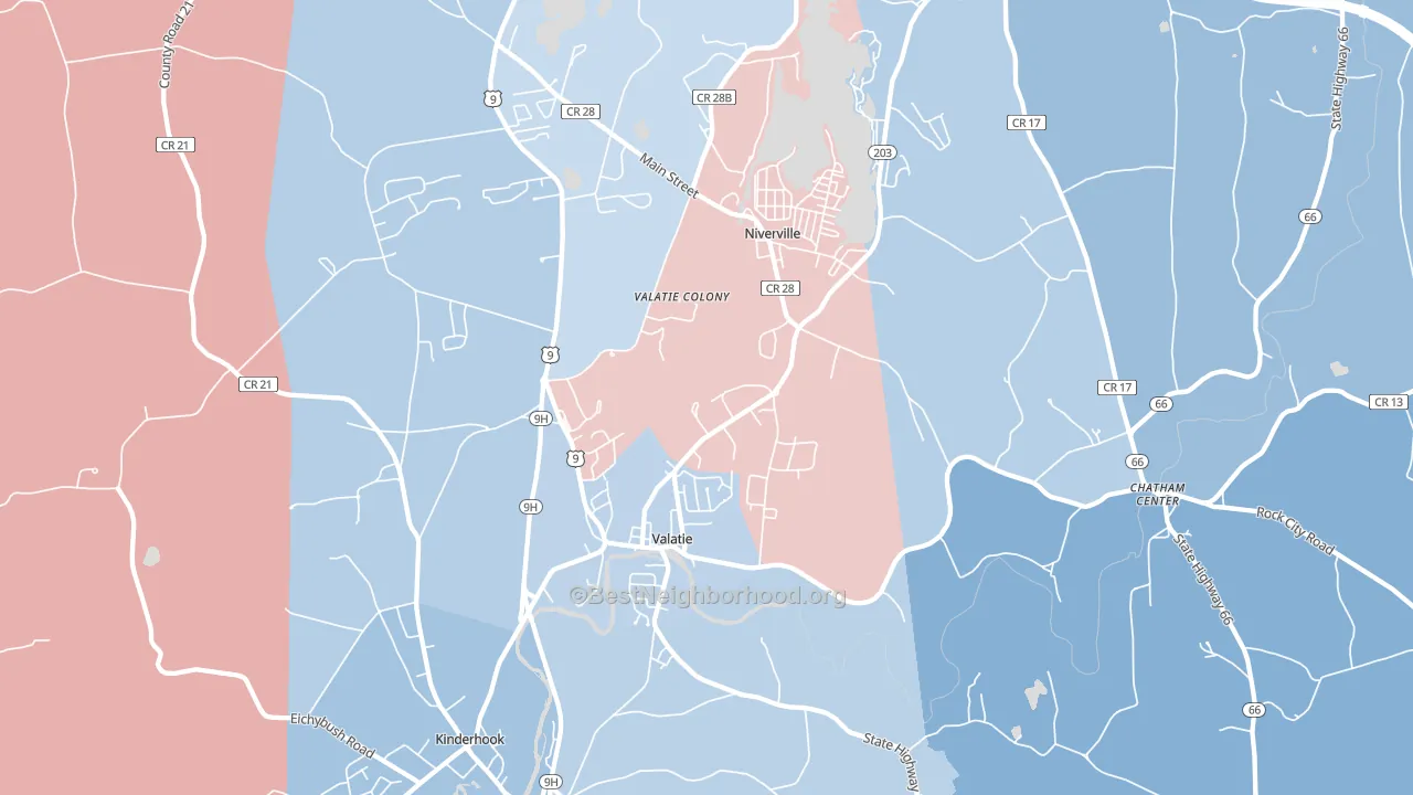 Valatie, NY block-group political-lean map