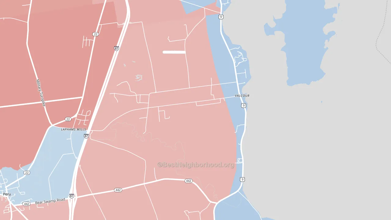 Valcour, NY block-group political-lean map