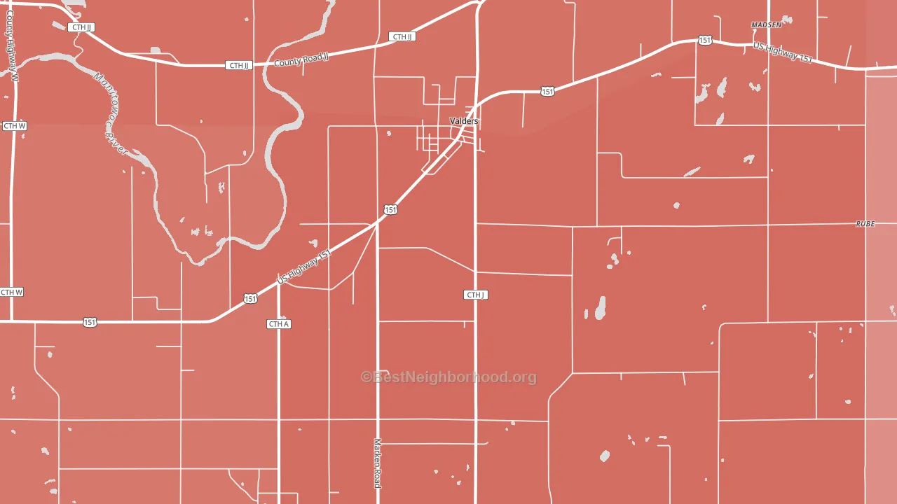 Valders, WI block-group political-lean map