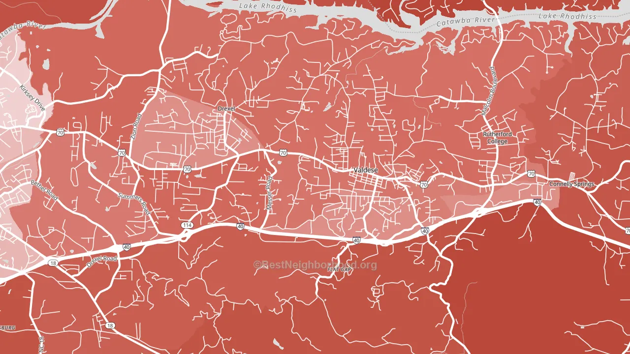 Valdese, NC block-group political-lean map