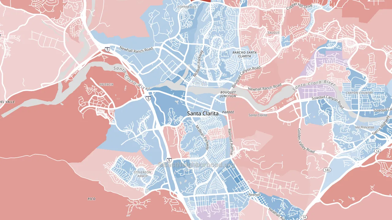 Valencia, CA block-group political-lean map