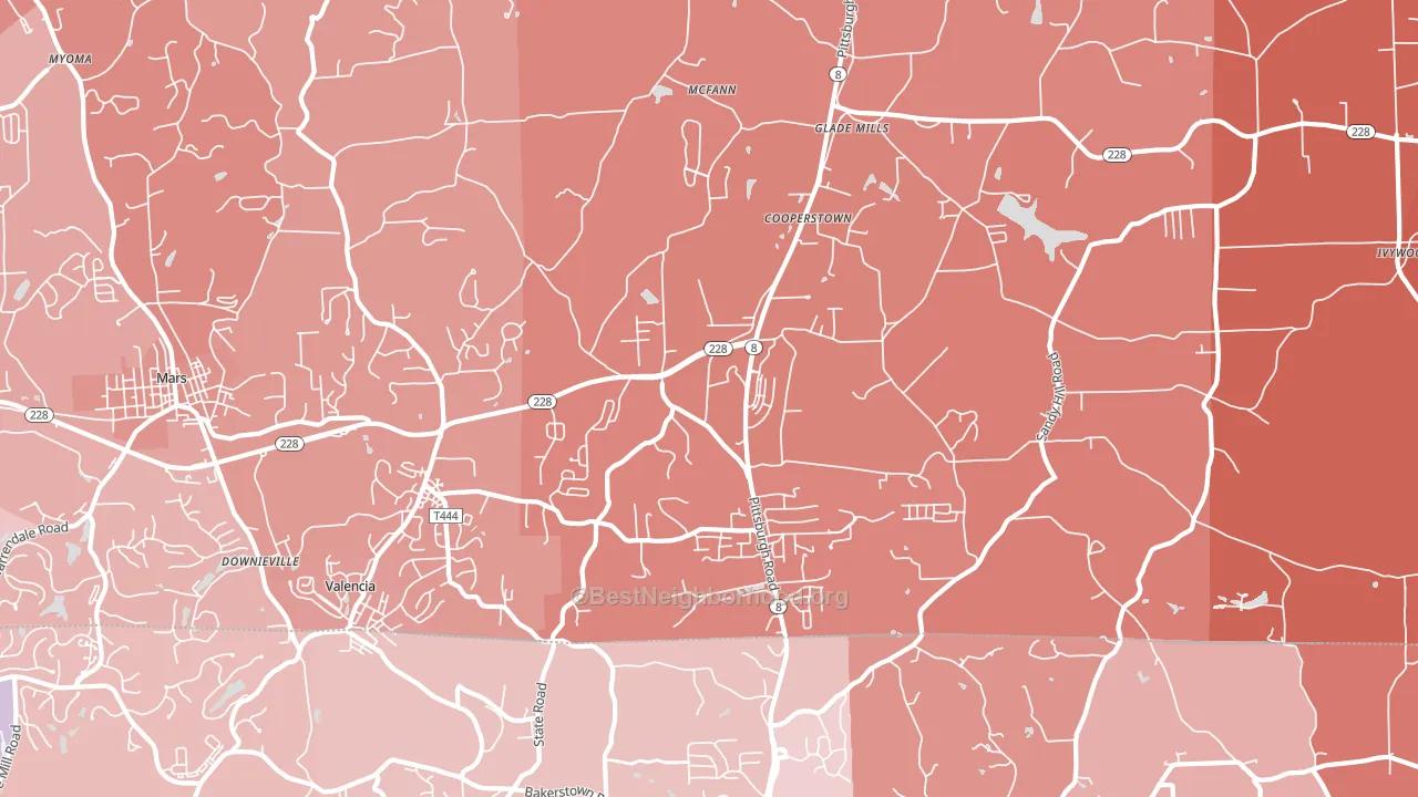 Valencia, PA block-group political-lean map
