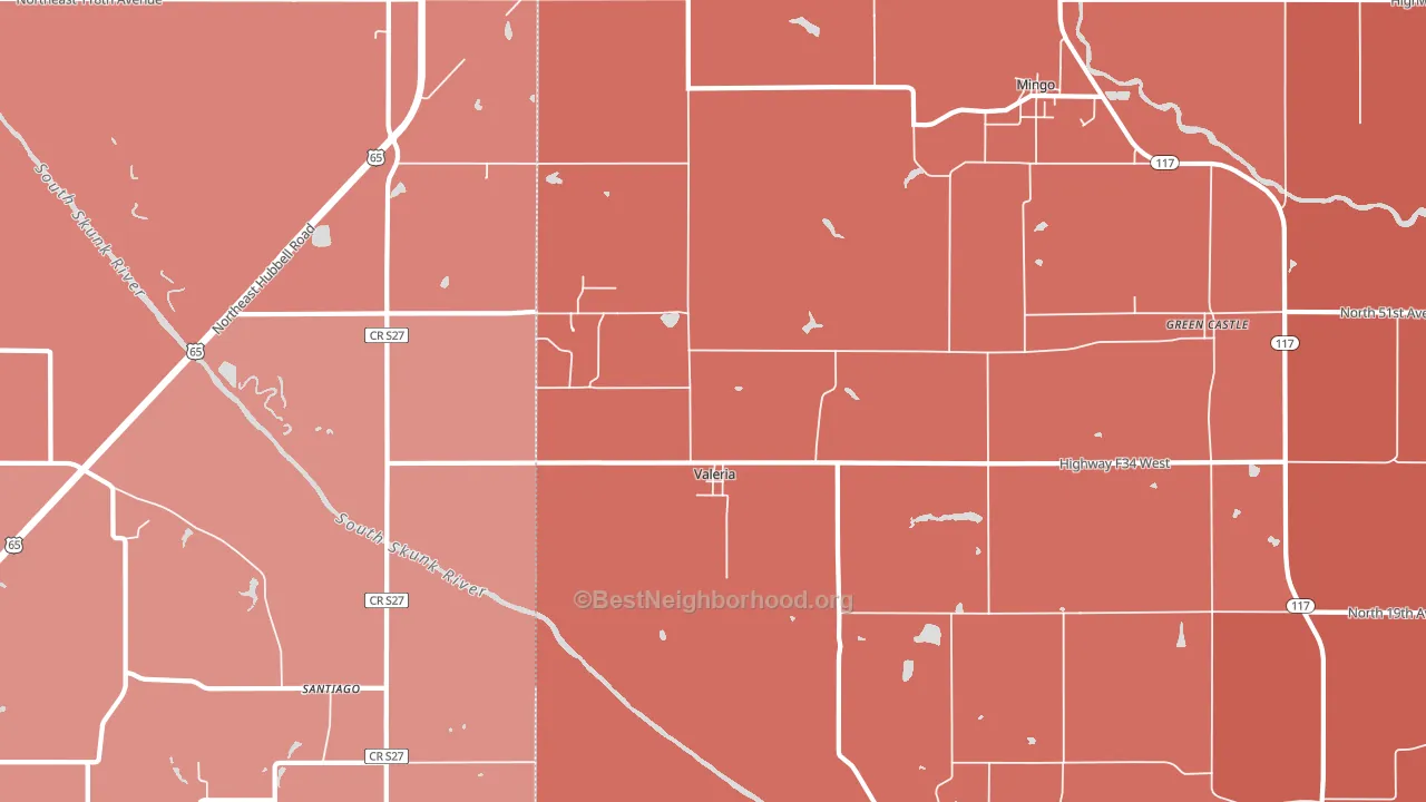 Valeria, IA block-group political-lean map